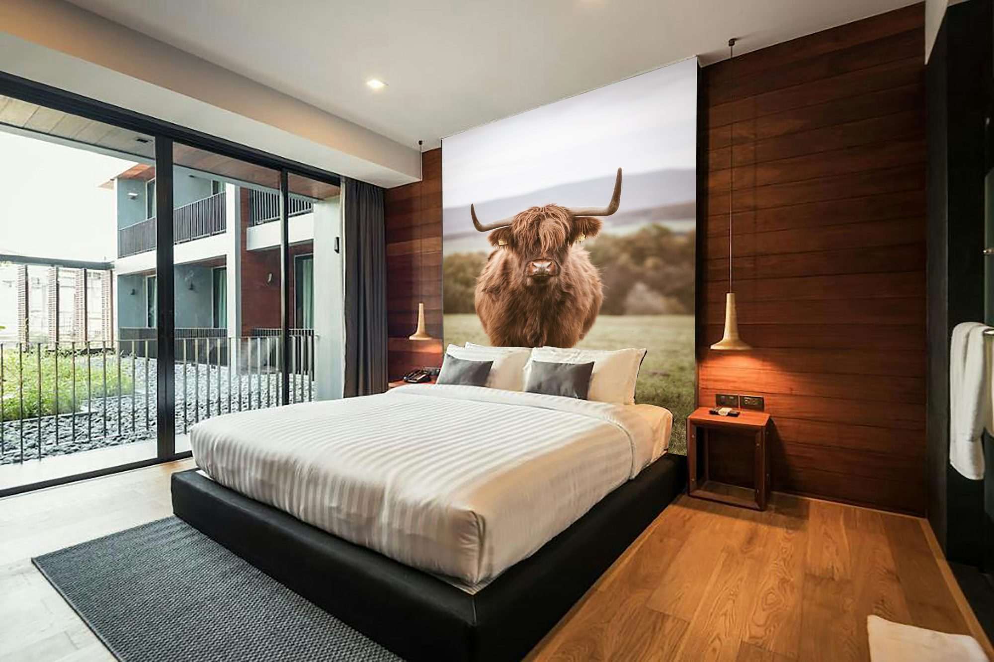 Fotobehang Schotse Hooglander in Natuurlijk Landschap
