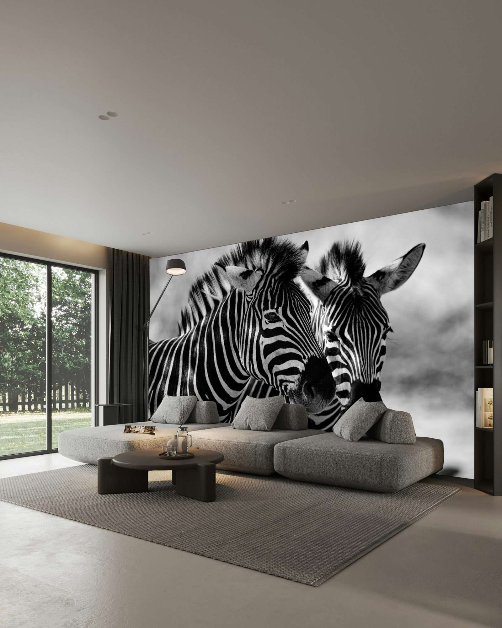 Fotobehang Zebra's in Zwart-Wit Portret