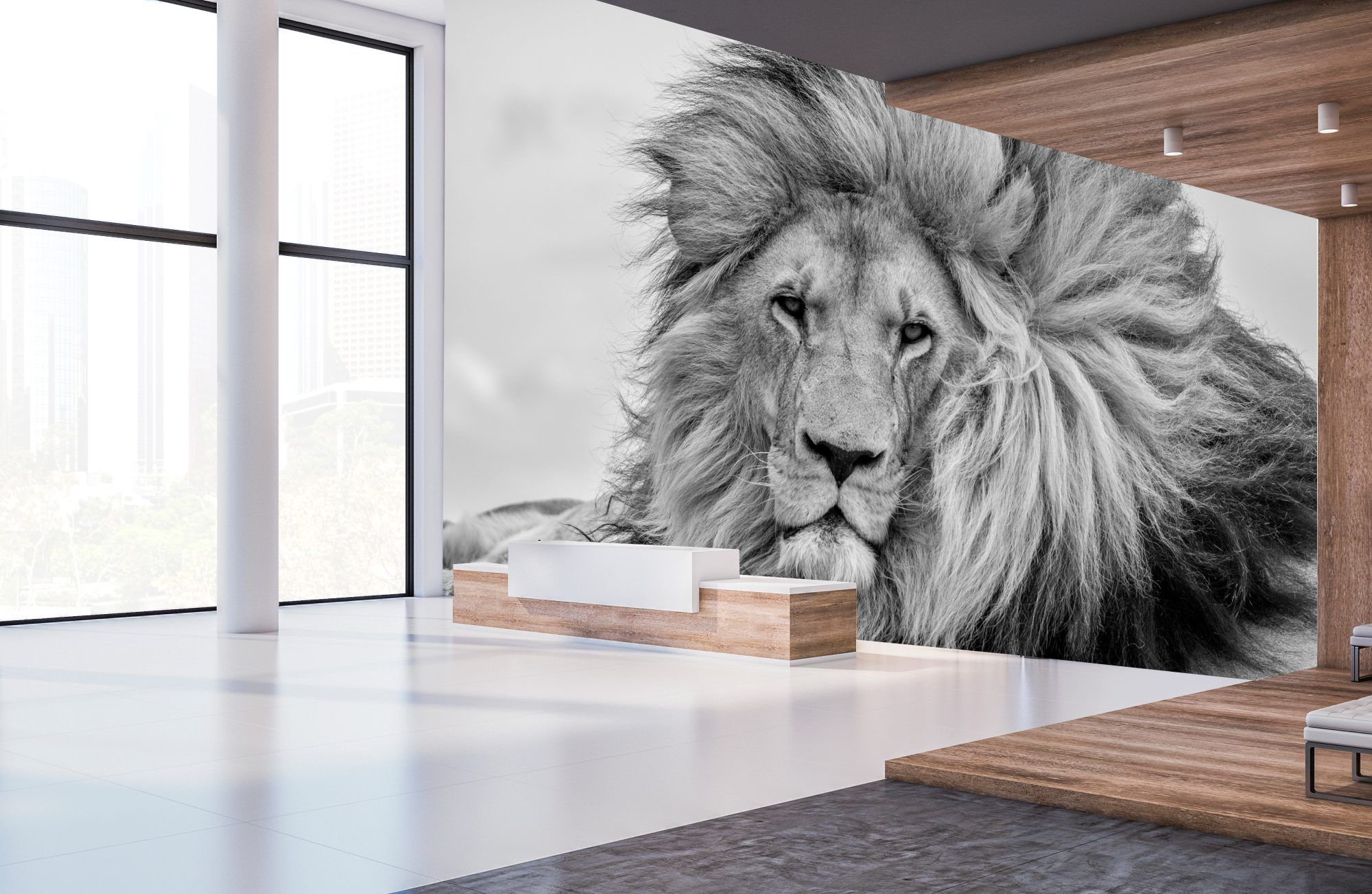 Fotobehang Leeuw Zwart-Wit Portret