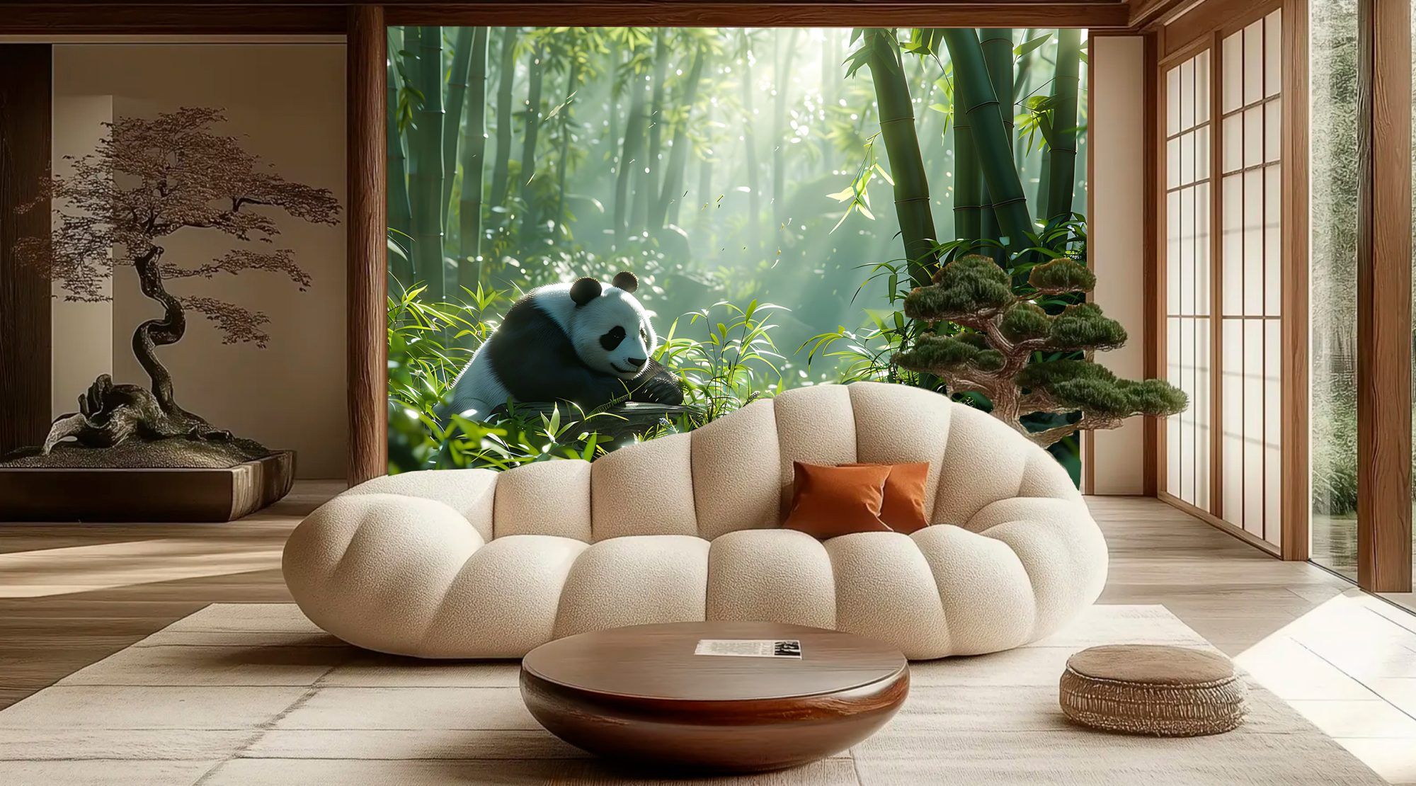 Fotobehang Panda in een Bamboebos
