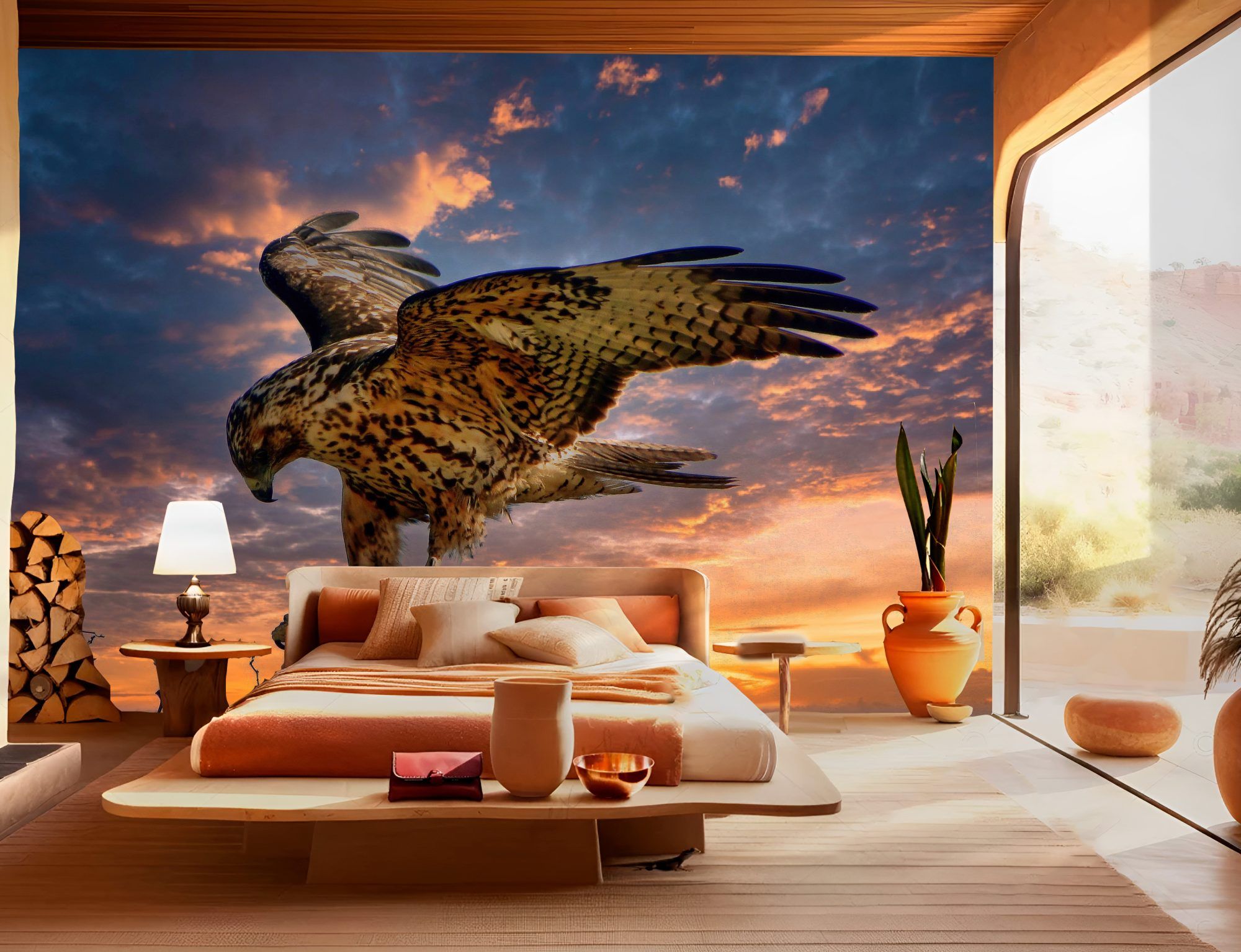 Fotobehang Roofvogel bij Zonsondergang