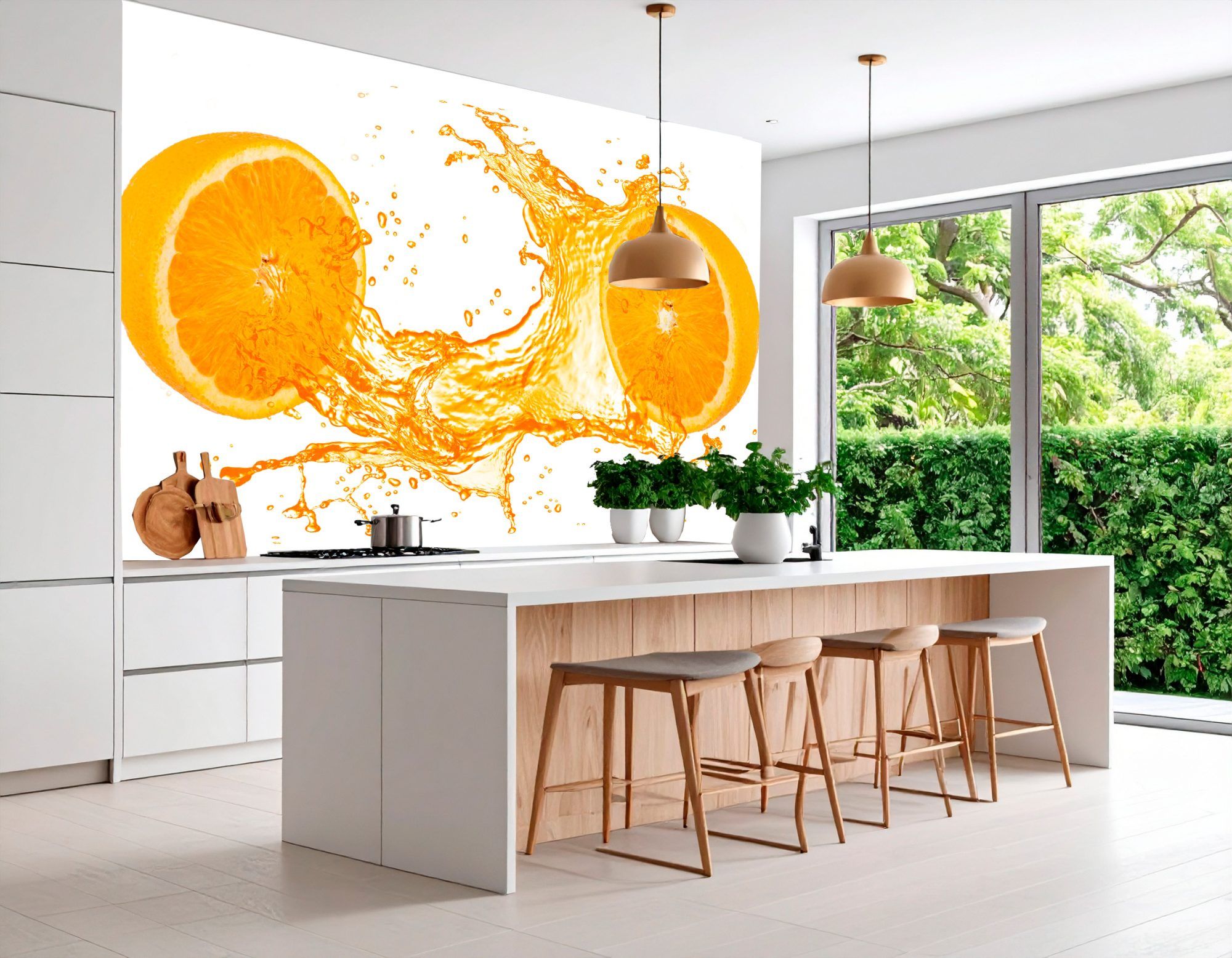 Fotobehang Sinaasappel met Sap Splash