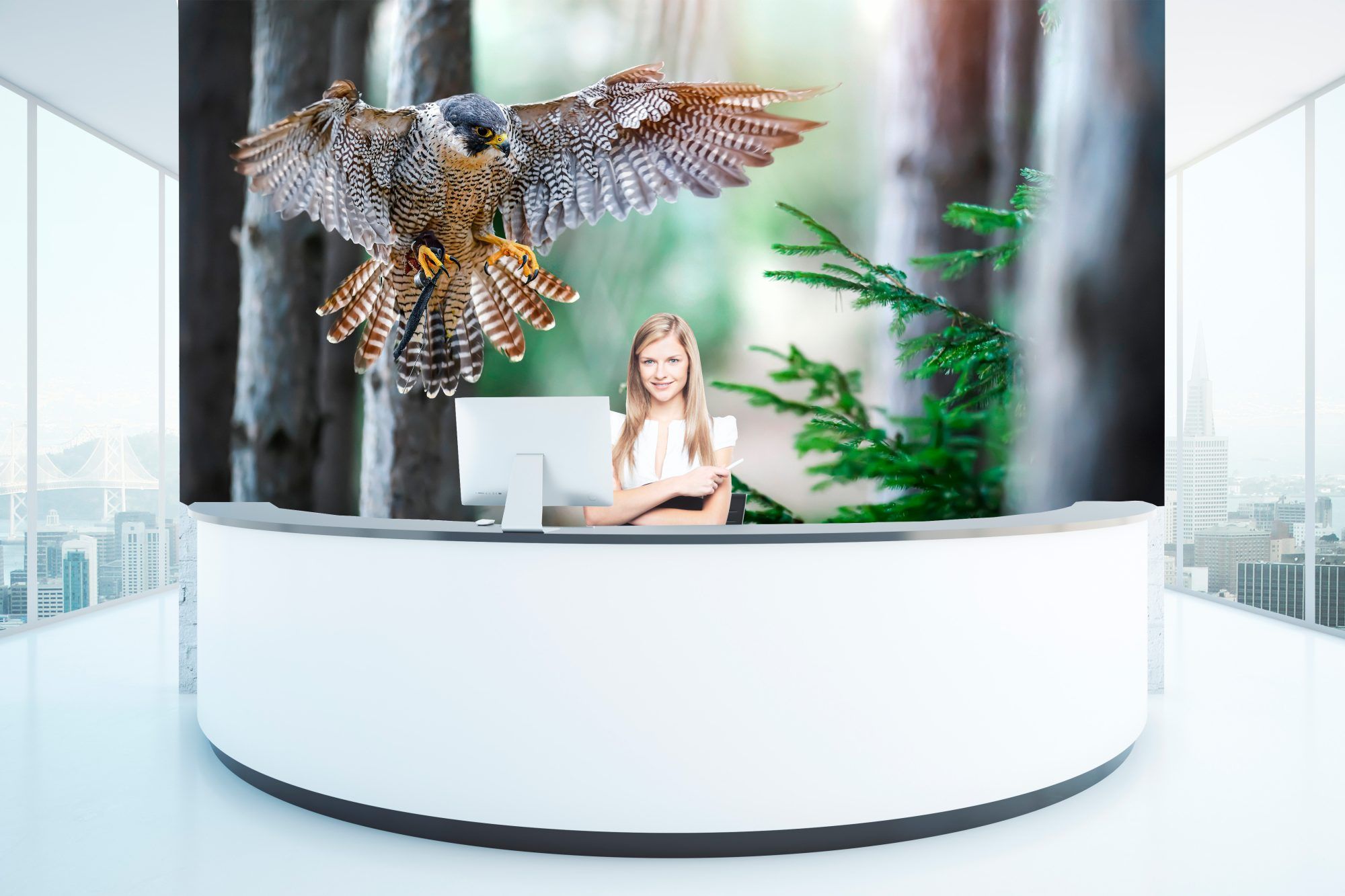 Fotobehang Slechtvalk in Vlucht