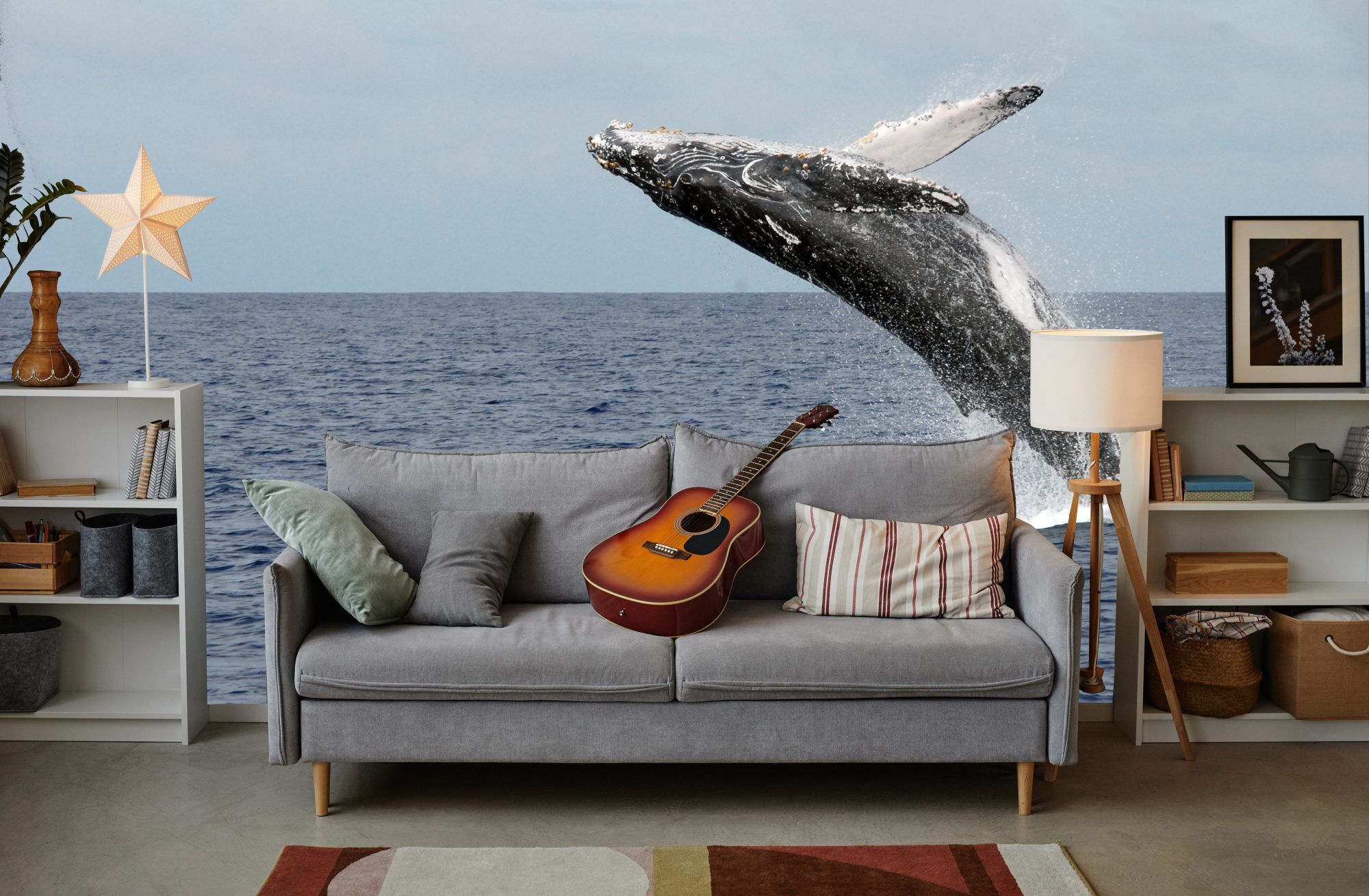 Fotobehang Springende Walvis in de Oceaan
