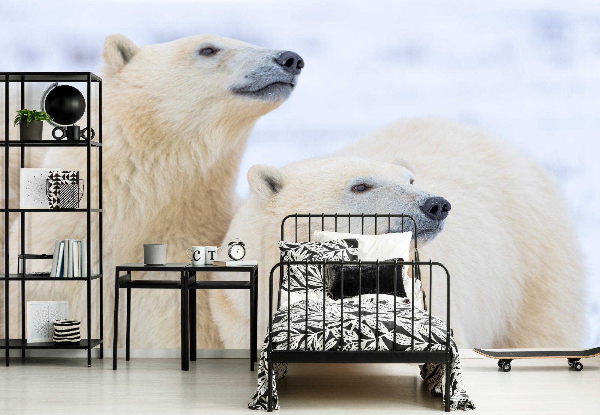 Fotobehang Twee IJsberen in de Sneeuw