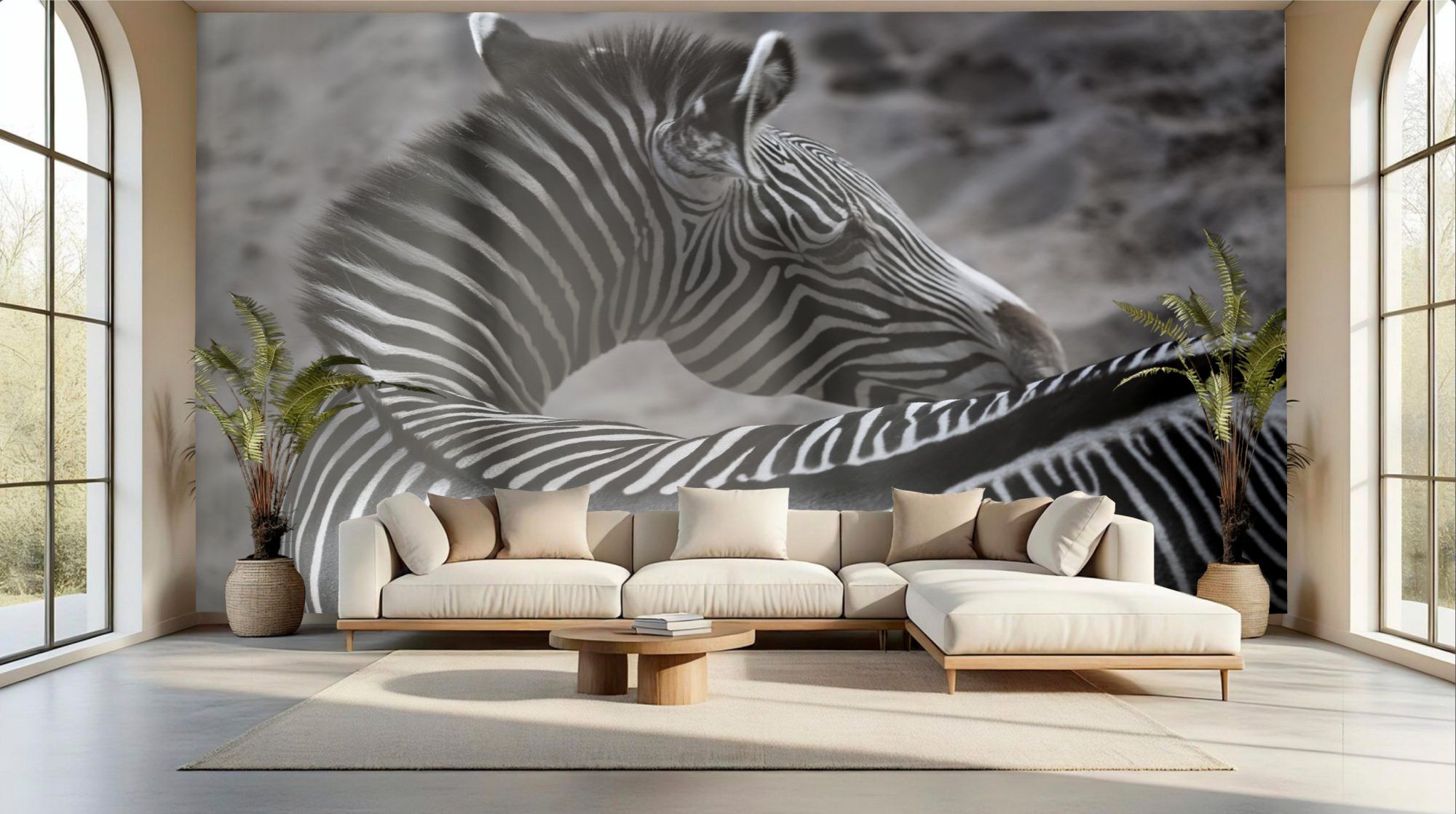 Fotobehang Zebra’s Zwart-Wit Close-up