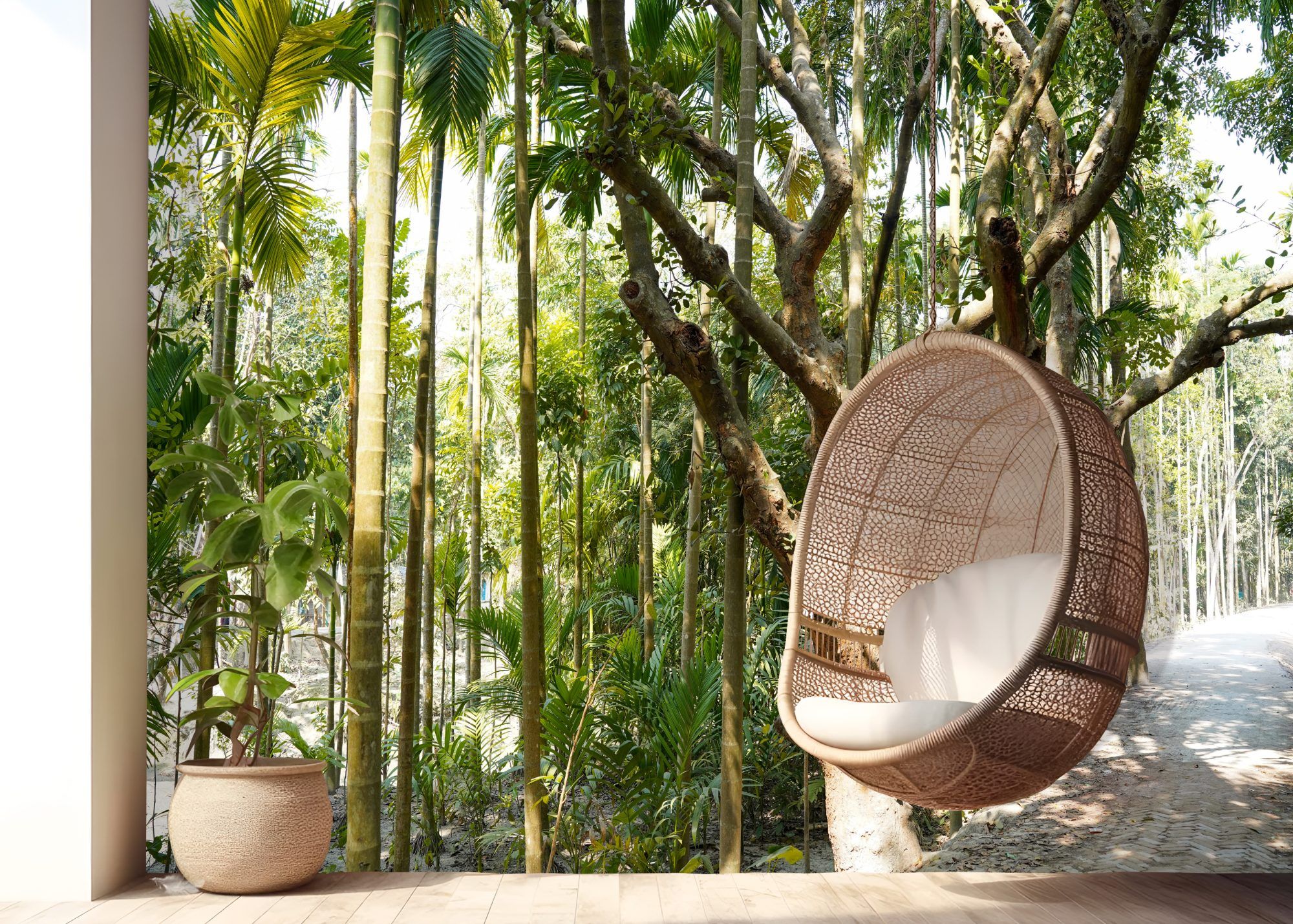 Fotobehang Tropisch Bamboebos met Natuurpad