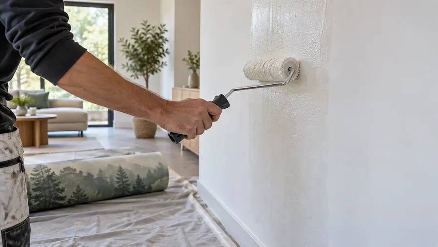 Behanglijm gelijkmatig op de muur aanbrengen